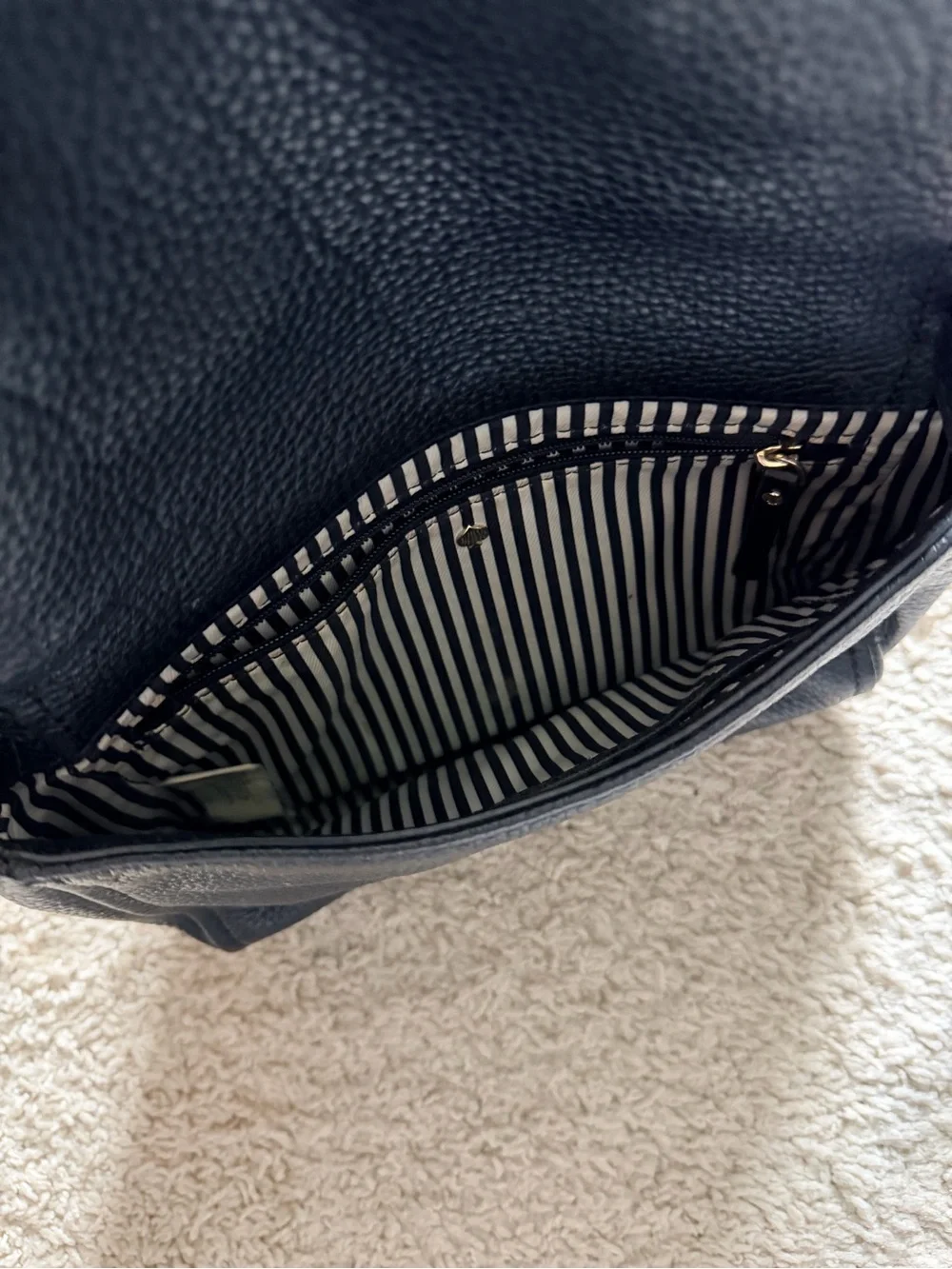 kate spade black pebbled leather crossbody with front zip